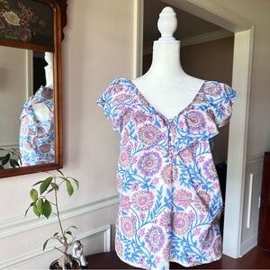 J Crew cotton blouse size small medium floral sleeveless